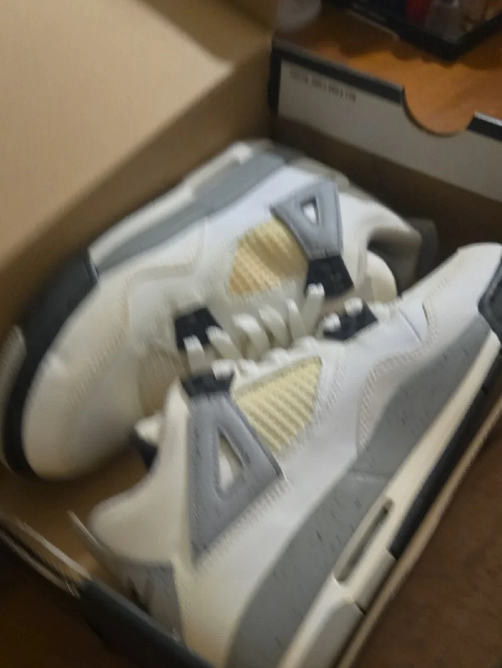 Jordan Kids Retro Sneaker in White, Beige & Gray with Red Jumpman